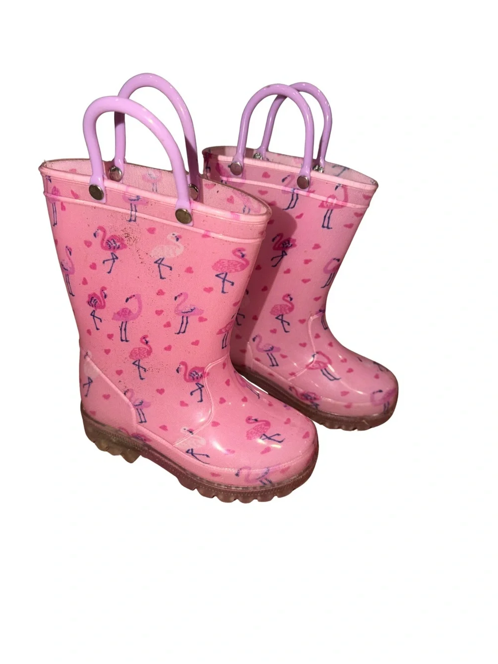 Pink Flamingo Kids Light-Up Rain Boots